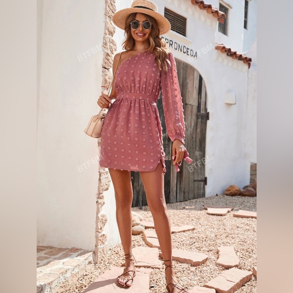 NWT Mauve One Shoulder Dress - Picture 9 of 10